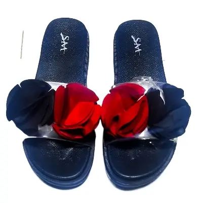 Picture of Trendy Floral Slider Sandals for Women & Girls - Fancy Transparent Strap PVC Flower Slippers