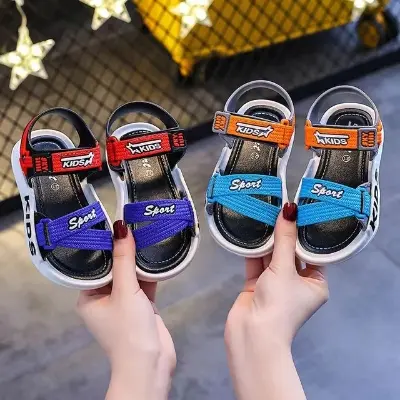 Picture of Kids Sports Casual Student Pvc Sandals Soft Non-slip Fashion Wild New Summer Children Beach Sandals For Boys And Girls Soft Toddler kids sandal Red Blue Black EUR 21-30
