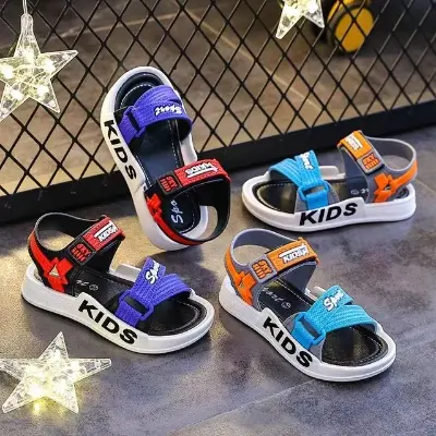 Picture of Kids Sports Casual Student Pvc Sandals Soft Non-slip Fashion Wild New Summer Children Beach Sandals For Boys And Girls Soft Toddler kids sandal Red Blue Black EUR 21-30