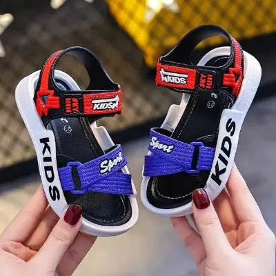 Picture of Kids Sports Casual Student Pvc Sandals Soft Non-slip Fashion Wild New Summer Children Beach Sandals For Boys And Girls Soft Toddler kids sandal Red Blue Black EUR 21-30