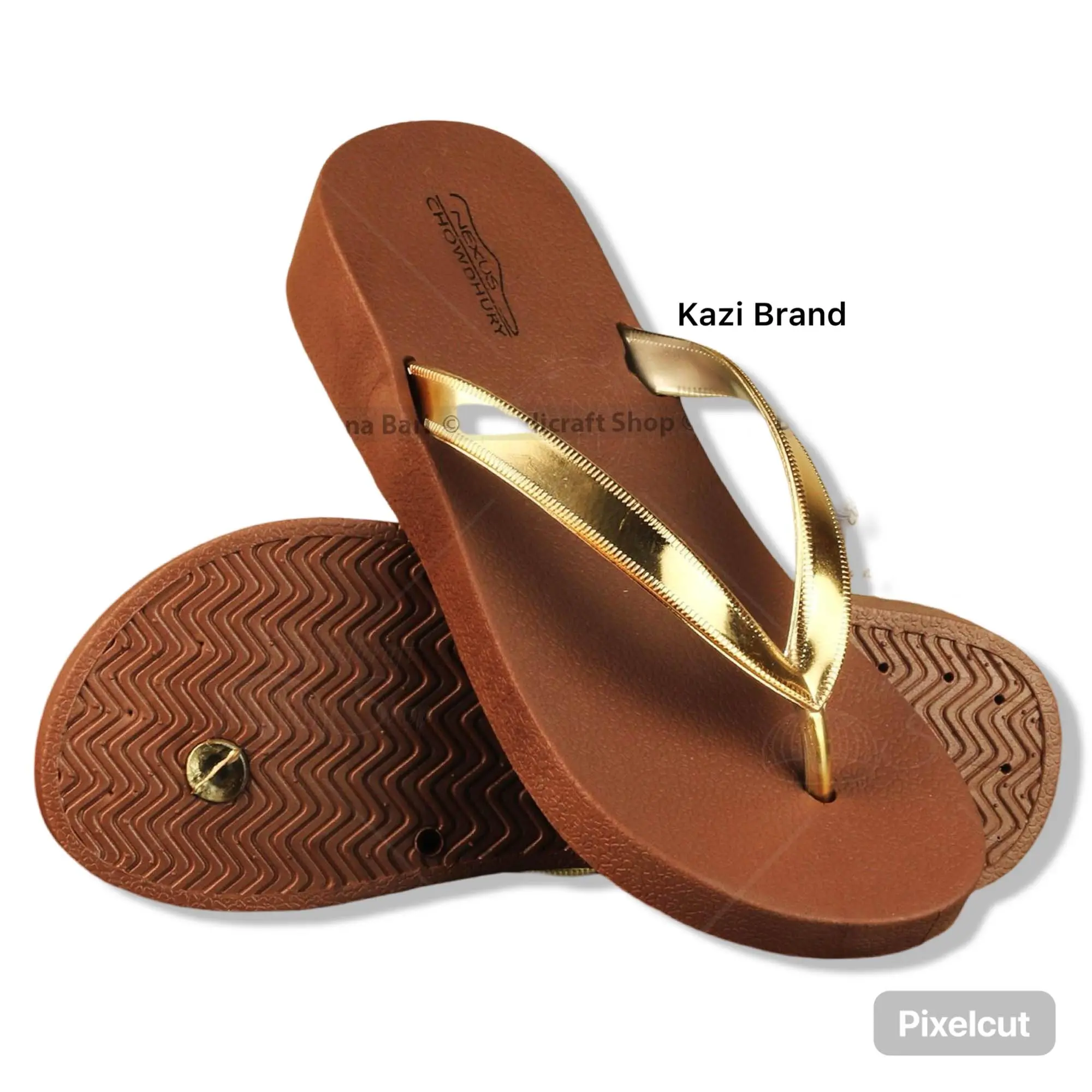 Picture of Slippers For Women Wearing Sloping Heels, Fashionable And Casual Summer Beach Shoes, Waterproof And Anti Slip Herringbone Indoor Slippers hill Shoes For Girl Sandal For Girl -(Color) Pink, Gold,Brawon Size Eu 36-40