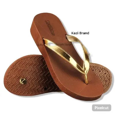 Picture of Slippers For Women Wearing Sloping Heels, Fashionable And Casual Summer Beach Shoes, Waterproof And Anti Slip Herringbone Indoor Slippers hill Shoes For Girl Sandal For Girl -(Color) Pink, Gold,Brawon Size Eu 36-40