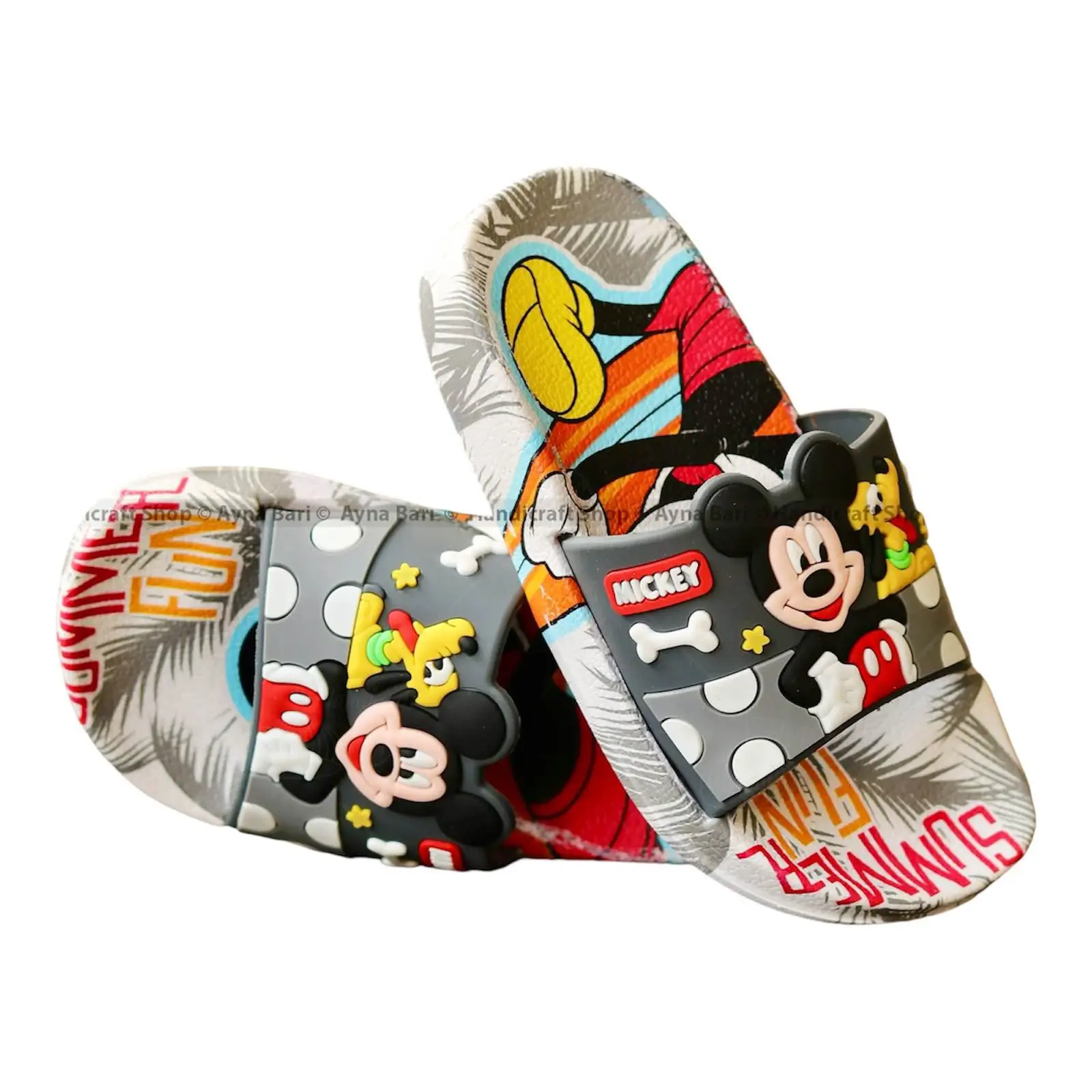 Picture of Slides for Child | Mickey- 009 | Shipper for boys sandal for kids room slipper summer Slipper 3D Printed | Boys & Girls Sliders With Supportive Strap For Toddler | Color Red, Black, Grey, For Kids Sandal
