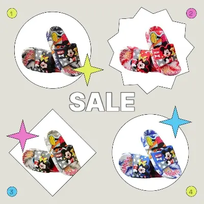 Picture of Slides for Child | Mickey- 009 | Shipper for boys sandal for kids room slipper summer Slipper 3D Printed | Boys & Girls Sliders With Supportive Strap For Toddler | Color Red, Black, Grey, For Kids Sandal