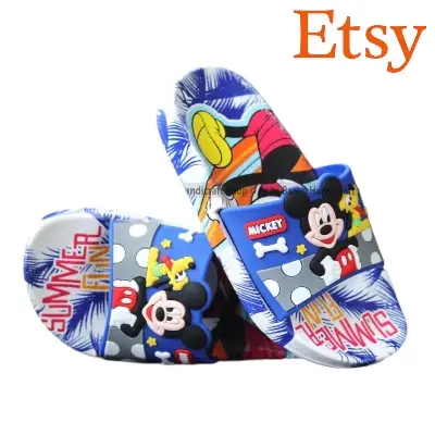 Picture of Slides for Child | Mickey- 009 | Shipper for boys sandal for kids room slipper summer Slipper 3D Printed | Boys & Girls Sliders With Supportive Strap For Toddler | Color Red, Black, Grey, For Kids Sandal