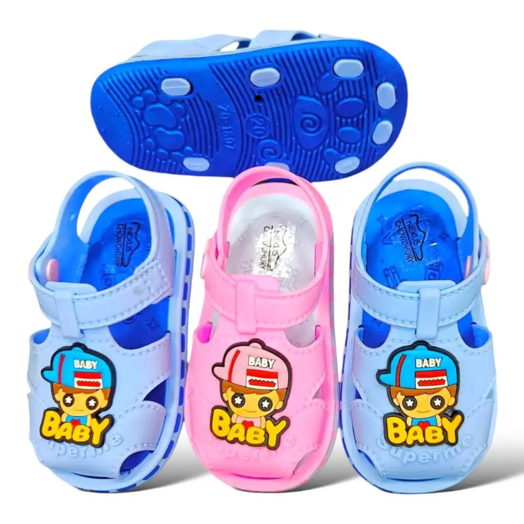 Picture of Children's Flip Flops Girls' Summer New Cartoon Boy’s Non-Slip Soft Bottom Indoor Bathroom Baby Beach Slippers Blue & Pink