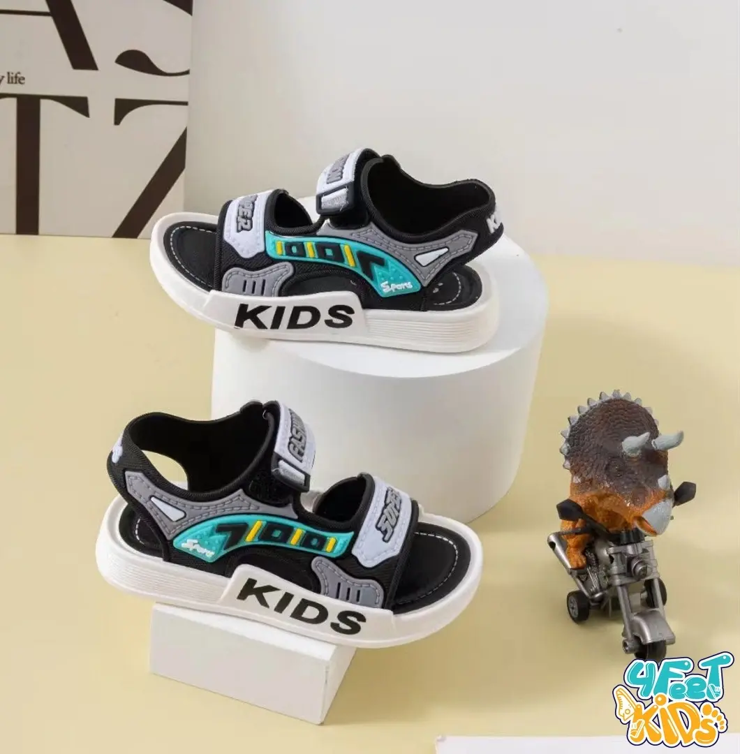 Picture of Kids Sports Casual Student Pvc Sandals Soft Non-slip Fashion Wild New Summer Children Beach Sandals For Boys And Girls Soft Toddler kids sandal Red Blue Black EUR 21-30