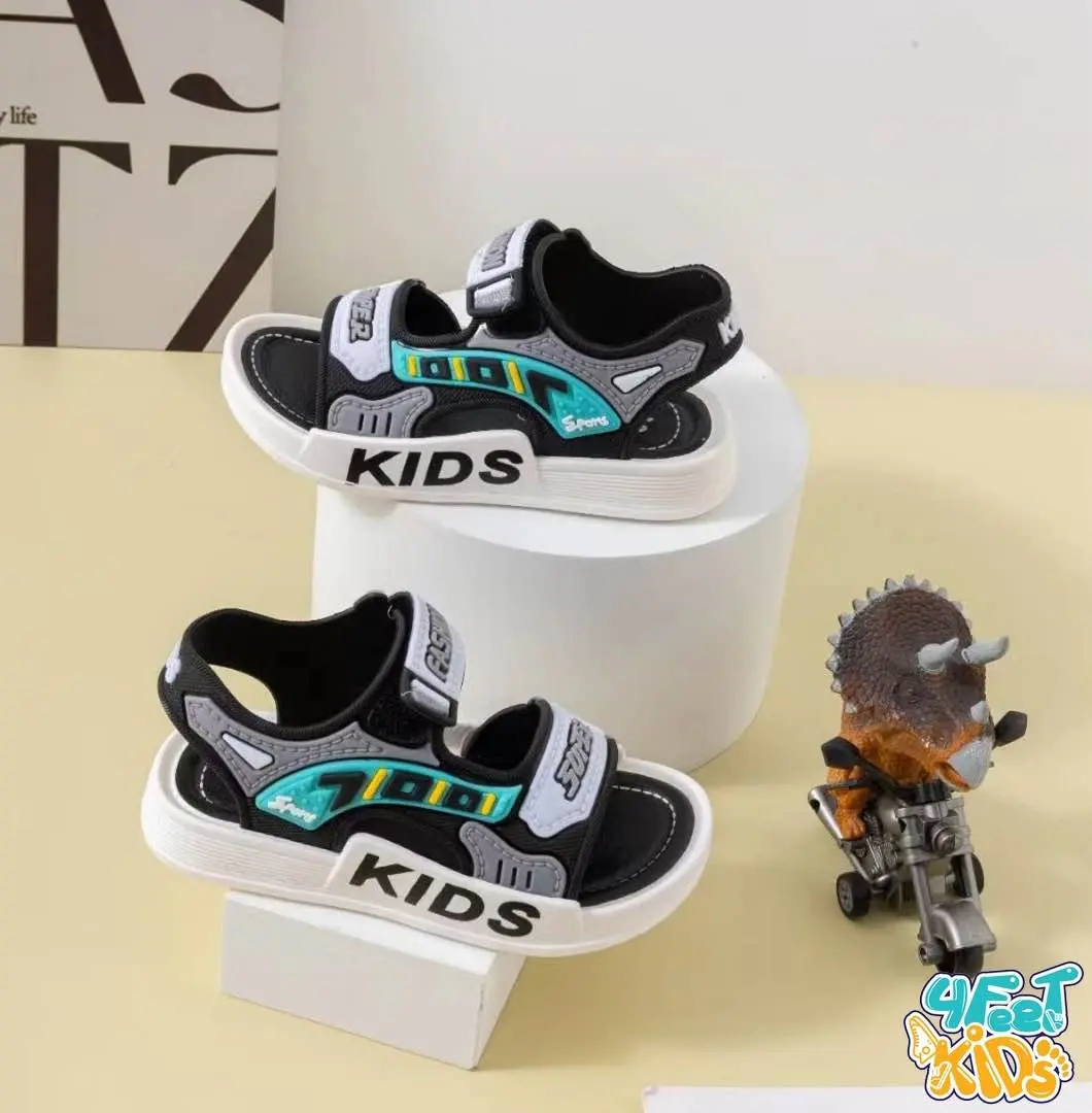 Picture of Kids Sports Casual Student Pvc Sandals Soft Non-slip Fashion Wild New Summer Children Beach Sandals For Boys And Girls Soft Toddler kids sandal Red Blue Black EUR 21-30