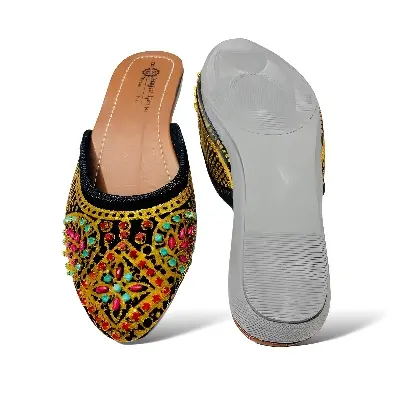 Picture of Girls stone covered nagra shoe stylish fashionable half shoe | Girls exclusive Eid collection nagra shoes EUR 36-40