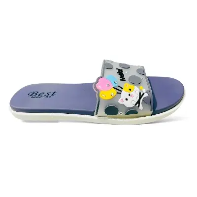 Picture of Slippers Sandals For Girls Shoes For Women Flat Sandals Slippers For Girls New Trendy Falt Sandal For Woman Color : Blue, Pink, Green