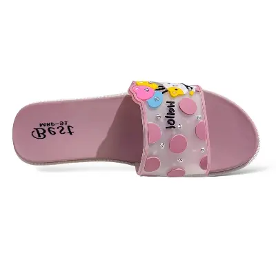 Picture of Slippers Sandals For Girls Shoes For Women Flat Sandals Slippers For Girls New Trendy Falt Sandal For Woman Color : Blue, Pink, Green