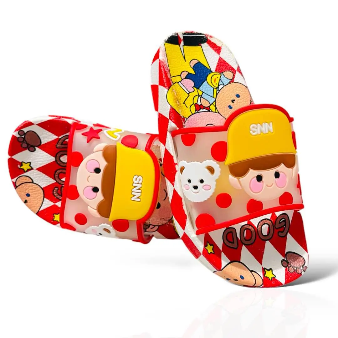 Picture of Slides For children | Slippers for boys sandals for kids room | Slides Slipper for Summer Slippers Shoes Graffiti Open Toe Low Platform Flip Flops Outdoor Flat Beach Slides Sandals cartoon Cute cartoon indoor Non outdoor children's slippers Color : Blue,