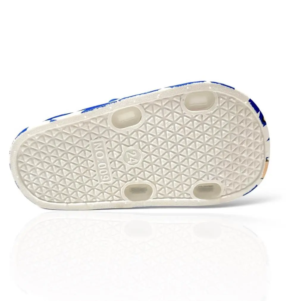 Picture of Slides For children | Slippers for boys sandals for kids room | Slides Slipper for Summer Slippers Shoes Graffiti Open Toe Low Platform Flip Flops Outdoor Flat Beach Slides Sandals cartoon Cute cartoon indoor Non outdoor children's slippers Color : Blue,