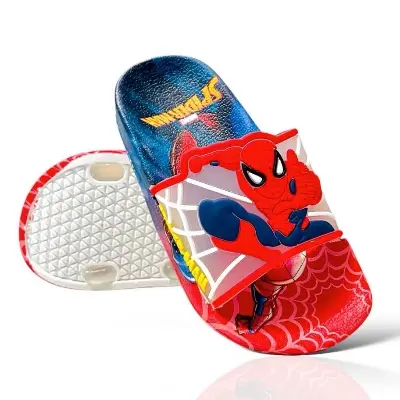 Picture of New Model Cartoon Spider-Man Design PVC Upper Sliders For Kids | Slides For children | Slippers for boys sandals for kids room | Slides Slipper for boys cute Boys Red & Black EUR 24-34