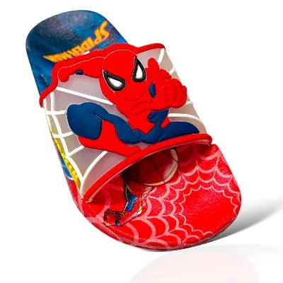 Picture of New Model Cartoon Spider-Man Design PVC Upper Sliders For Kids | Slides For children | Slippers for boys sandals for kids room | Slides Slipper for boys cute Boys Red & Black EUR 24-34