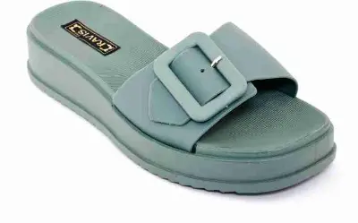 Picture of New Beautiful Sandal For woman Waterproof Rubber Slipper Flat Buckle Sliders Wedge Heels Sandals For Women Fashion Flip-Flops Shoes Women Slippers