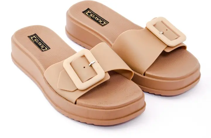 Picture of New Beautiful Sandal For woman Waterproof Rubber Slipper Flat Buckle Sliders Wedge Heels Sandals For Women Fashion Flip-Flops Shoes Women Slippers