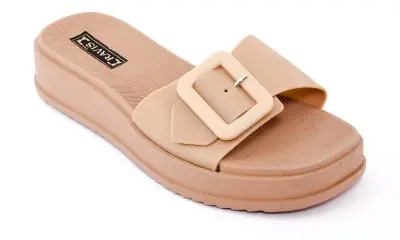 Picture of New Beautiful Sandal For woman Waterproof Rubber Slipper Flat Buckle Sliders Wedge Heels Sandals For Women Fashion Flip-Flops Shoes Women Slippers