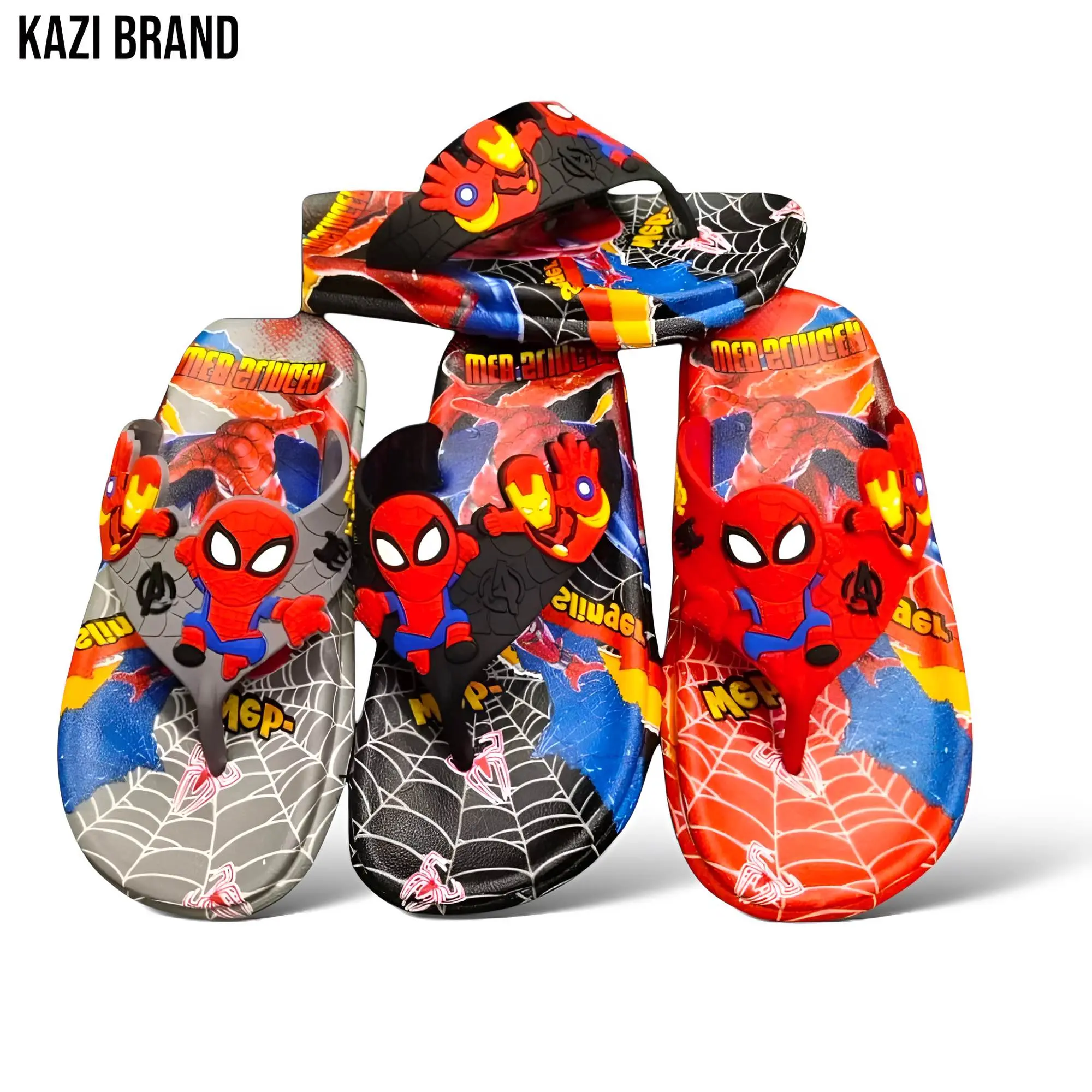 Picture of Children's Flip Flops Boys' New Cartoon Boys' Non-Slip Soft Bottom Indoor Bathroom Baby Beach Slippers Red- Grey & Black