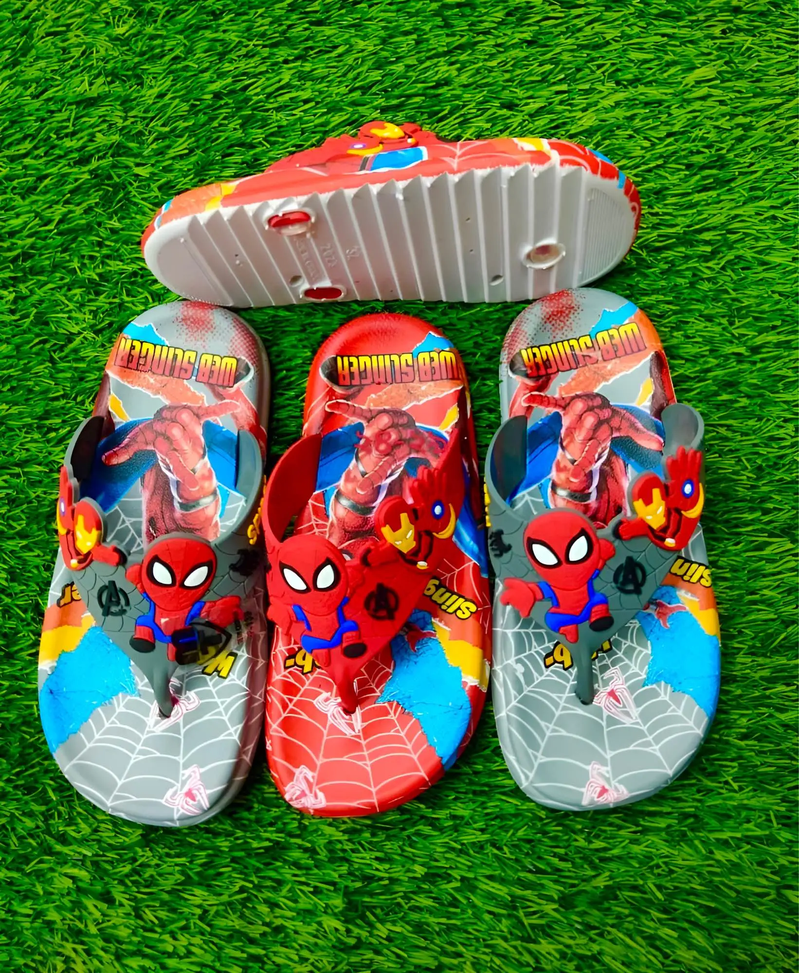 Picture of Children's Flip Flops Boys' New Cartoon Boys' Non-Slip Soft Bottom Indoor Bathroom Baby Beach Slippers Red- Grey & Black