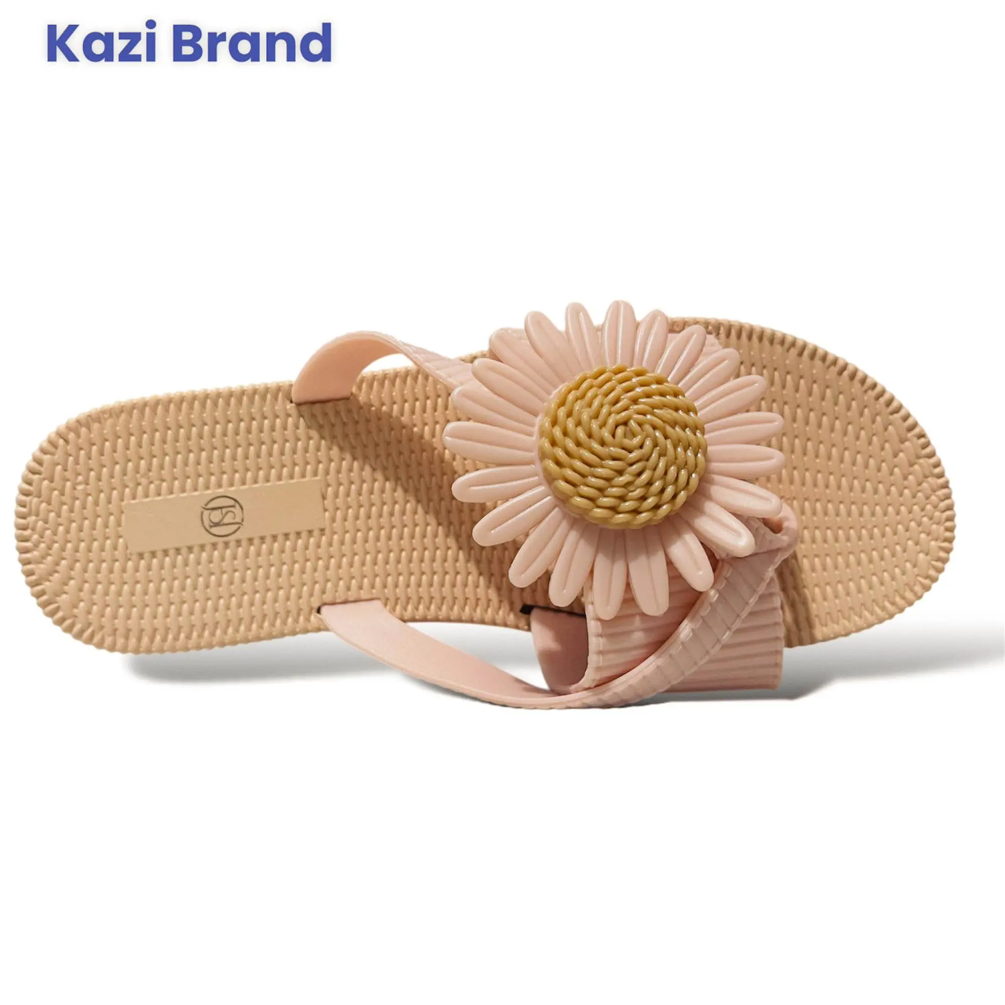 Picture of Womens Flat Regular Shoes New Fashionable Ladies Flat Slipper Sandals New Premium Sandal for Girls Color Brawon Green Pink Size Eu 36-40
