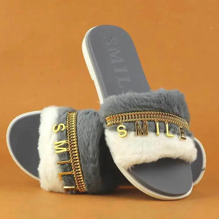 Picture of Flat Slipper for girls New collection Winter slipper for women Room Slipper house slipper wool slipper New premium winter Slippers for woman Color: Blue, Pink, Black