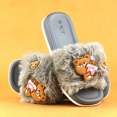 Picture of Flat Slipper for girls New collection Winter slipper for women Room Slipper house slipper wool slipper Color: Blue, Grey, Black