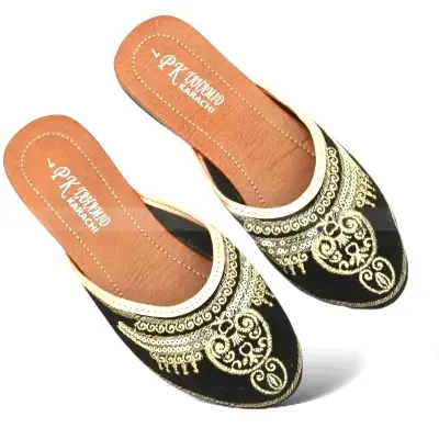 Picture of Girls embroidery flat half shoe exclusive new design