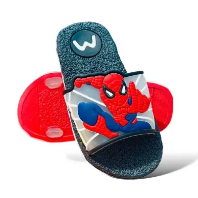 Picture of New Model Cartoon Spider-Man Design PVC Upper Sliders  For Kids | Slides For children | Slippers for boys sandals for kids room | Slides Slipper for boys cute Boys Red & Black EUR 24-34