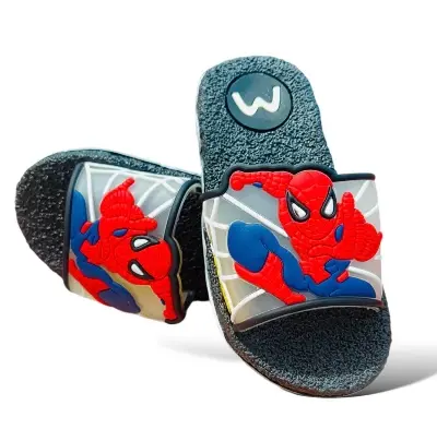 Picture of New Model Cartoon Spider-Man Design PVC Upper Sliders  For Kids | Slides For children | Slippers for boys sandals for kids room | Slides Slipper for boys cute Boys Red & Black EUR 24-34