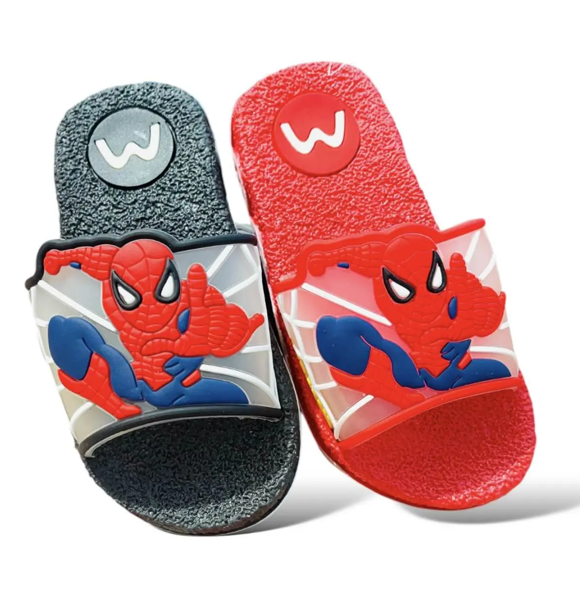 Picture of New Model Cartoon Spider-Man Design PVC Upper Sliders  For Kids | Slides For children | Slippers for boys sandals for kids room | Slides Slipper for boys cute Boys Red & Black EUR 24-34
