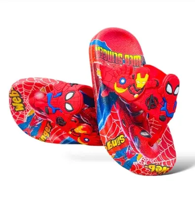 Picture of Children's Flip Flops Boys' New Cartoon Boys' Non-Slip Soft Bottom Indoor Bathroom Baby Beach Slippers Red- Grey & Black