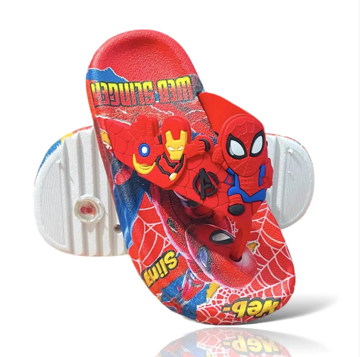 Picture of Children's Flip Flops Boys' New Cartoon Boys' Non-Slip Soft Bottom Indoor Bathroom Baby Beach Slippers Red- Grey & Black Size Eu 24-34