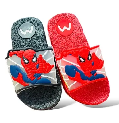 Picture of New Model Cartoon Spider-Man Design PVC Upper Sliders For Kids | Slides For children | Slippers for boys sandals for kids room | Slides Slipper for boys cute Boys Red & Black EUR 24-35