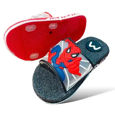 Picture of New Model Cartoon Spider-Man Design PVC Upper Sliders For Kids | Slides For children | Slippers for boys sandals for kids room | Slides Slipper for boys cute Boys Red & Black EUR 24-35