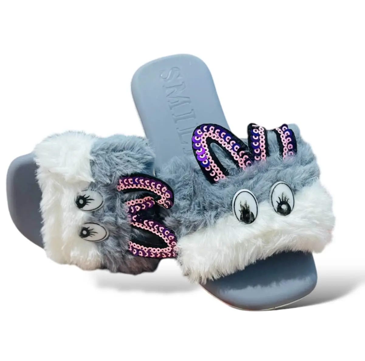 Picture of Children Winter Soft Plush Fluffy Slippers Home Kids Girls Boys Flat Warm Room Cute House Fur Slippers Toddler Indoor Shoes wool slippers