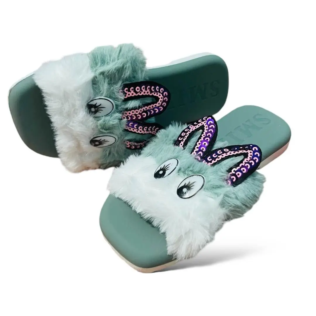 Picture of Children Winter Soft Plush Fluffy Slippers Home Kids Girls Boys Flat Warm Room Cute House Fur Slippers Toddler Indoor Shoes wool slippers