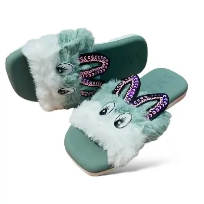 Picture of Children Winter Soft Plush Fluffy Slippers Home Kids Girls Boys Flat Warm Room Cute House Fur Slippers Toddler Indoor Shoes wool slippers