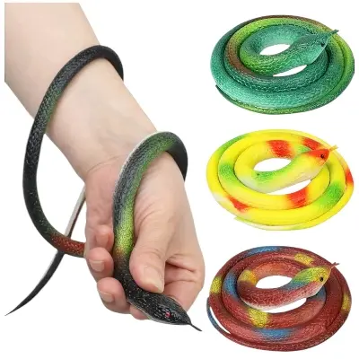 Picture of Colorful snake toy TPR material soft toy animal rubber snake toy