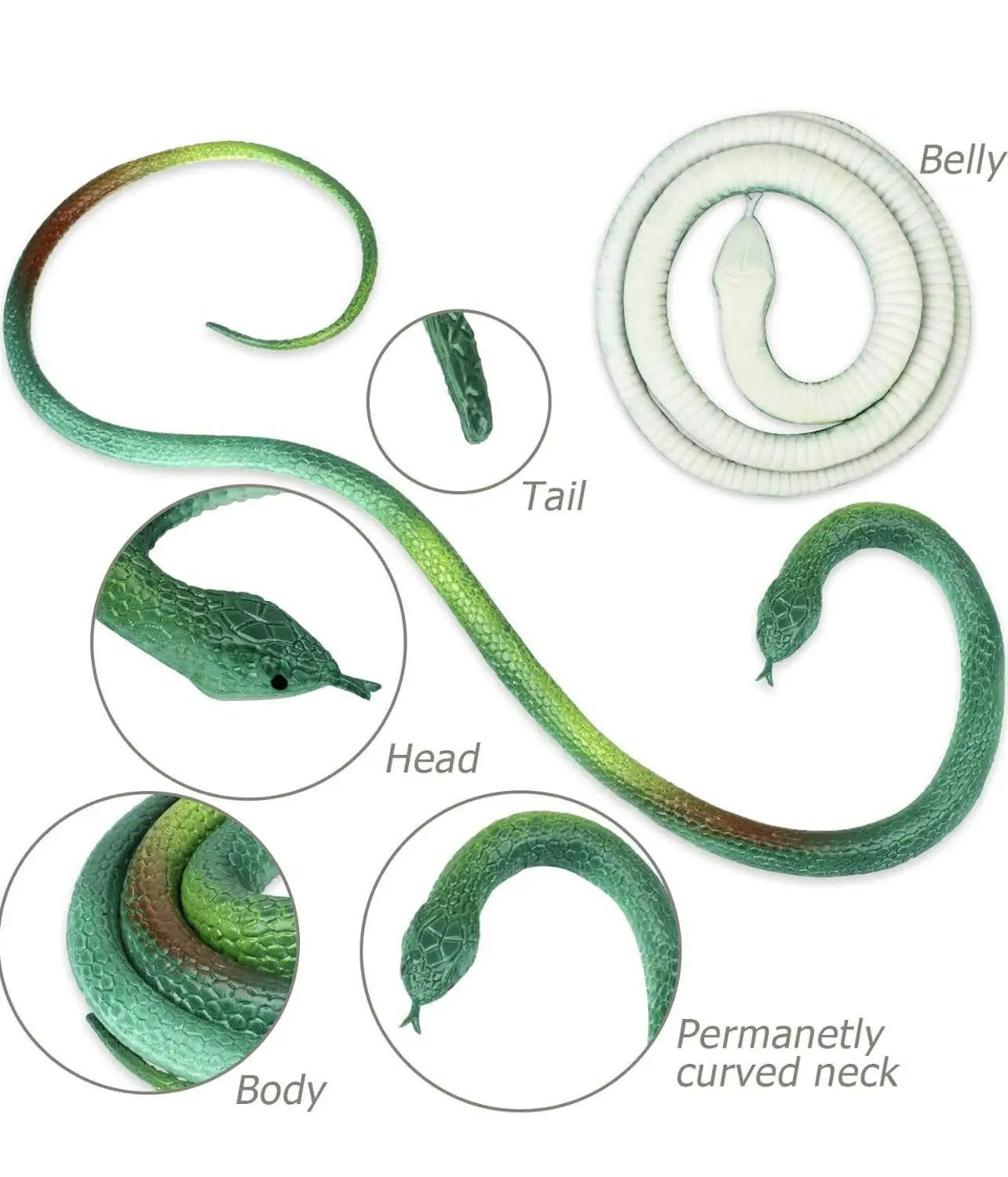 Picture of Colorful snake toy TPR material soft toy animal rubber snake toy