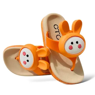 Picture of Children's Flip Flops Boy's & Girl's Summer New Cartoon Boy's Non-Slip Soft Bottom Indoor Bathroom Baby Beach Slippers - Orange & Gray, Pink