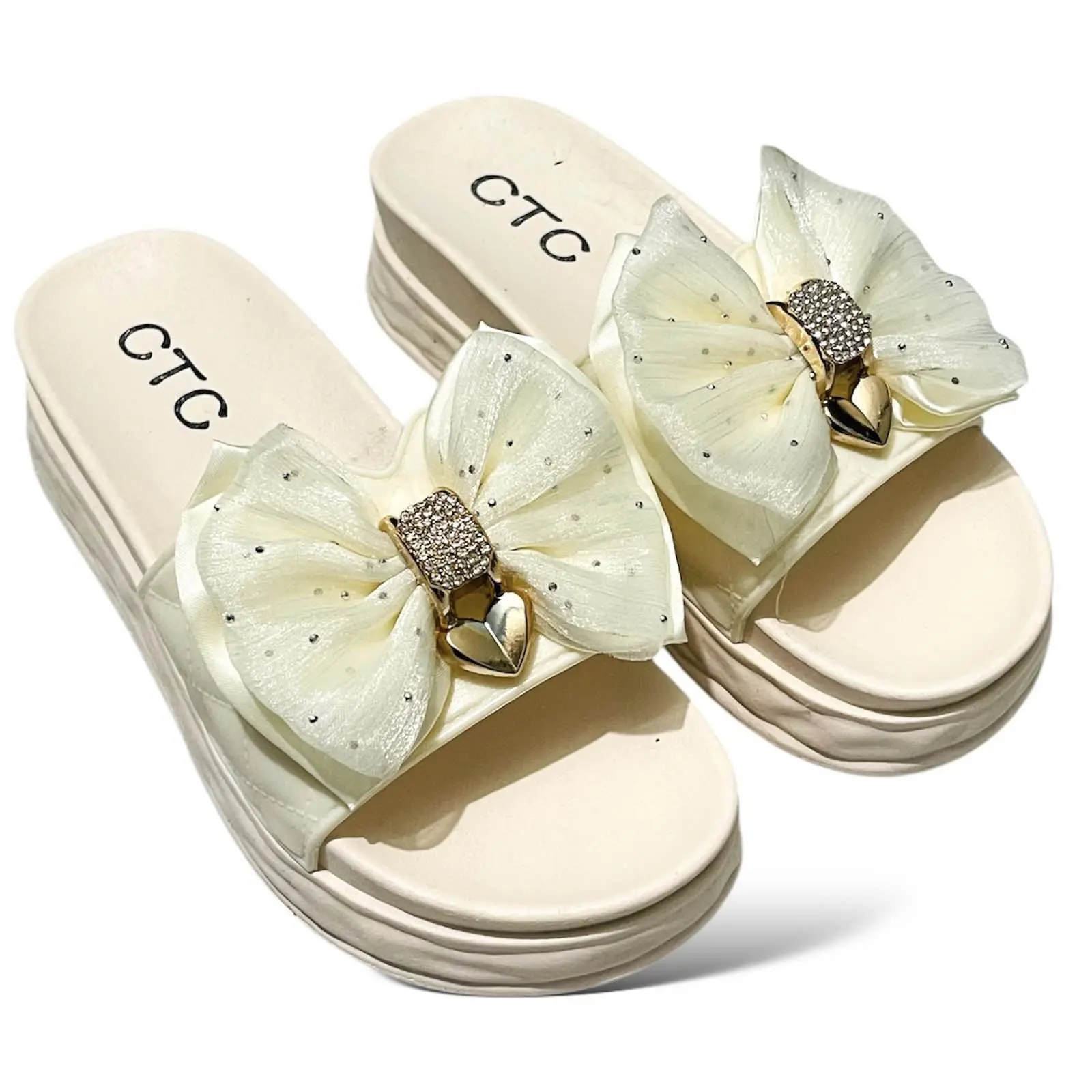 Picture of New Elegant Women Heeled Sandals with Bow Detail and Rhinestone Decoration - High-Quality Fashion Footwear