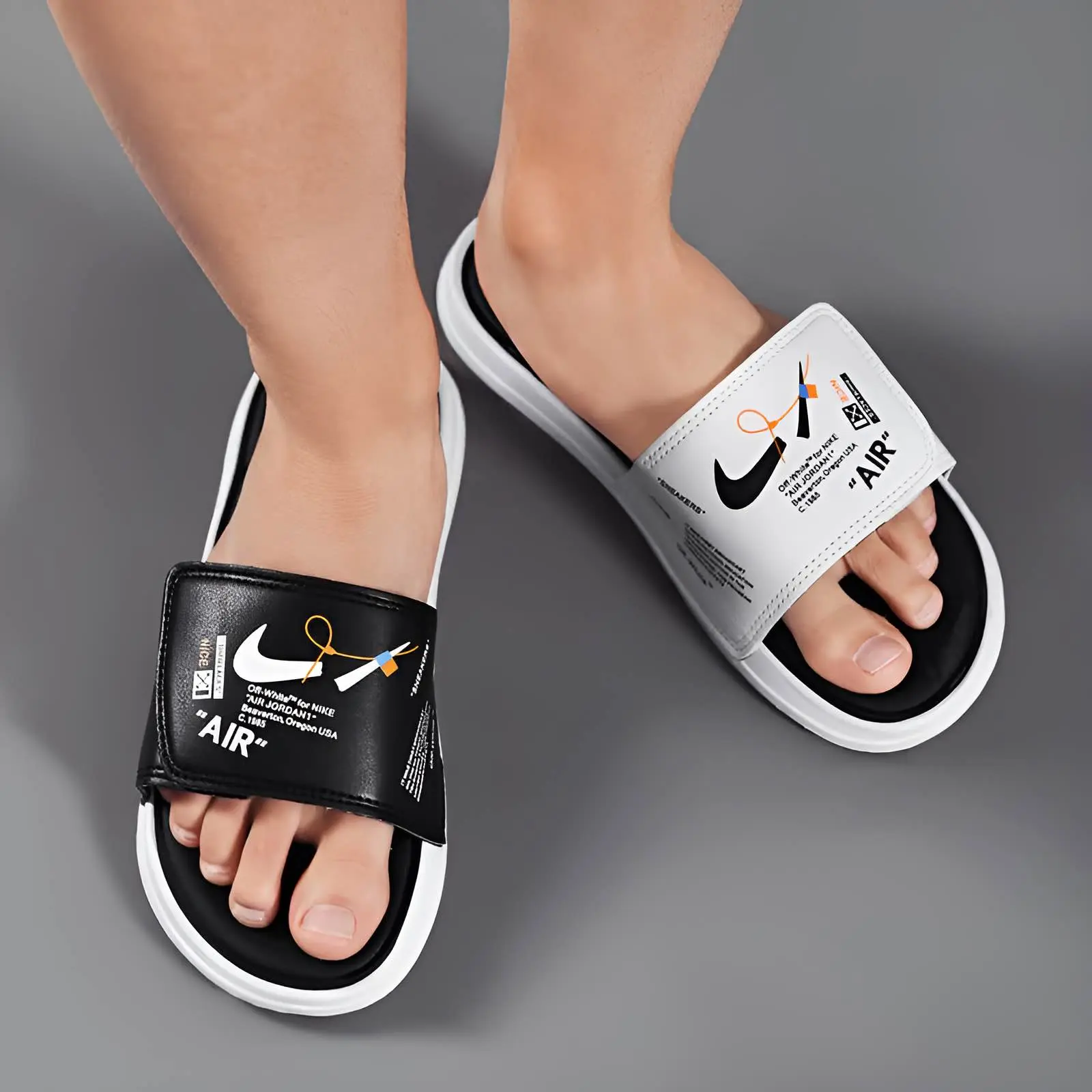 Picture of 2025 New Comfortable Balck & white Color  Solid Slides Slippers Sandal for Men