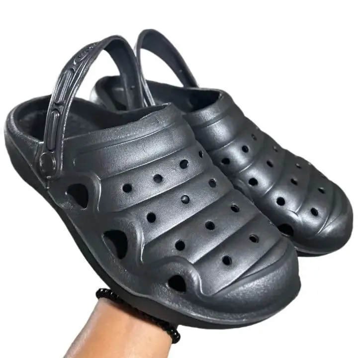Picture of 2025 Mens New Comfortable Lightweight Eva Rubber Crocs Half Shoes Sandals Balck & Blue Colors