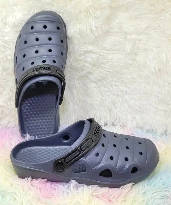 Picture of 2025 Mens New Comfortable Lightweight Eva Rubber Crocs Half Shoes Sandals Balck & Blue Colors