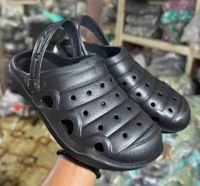 Picture of 2025 Mens New Comfortable Lightweight Eva Rubber Crocs Half Shoes Sandals Balck & Blue Colors