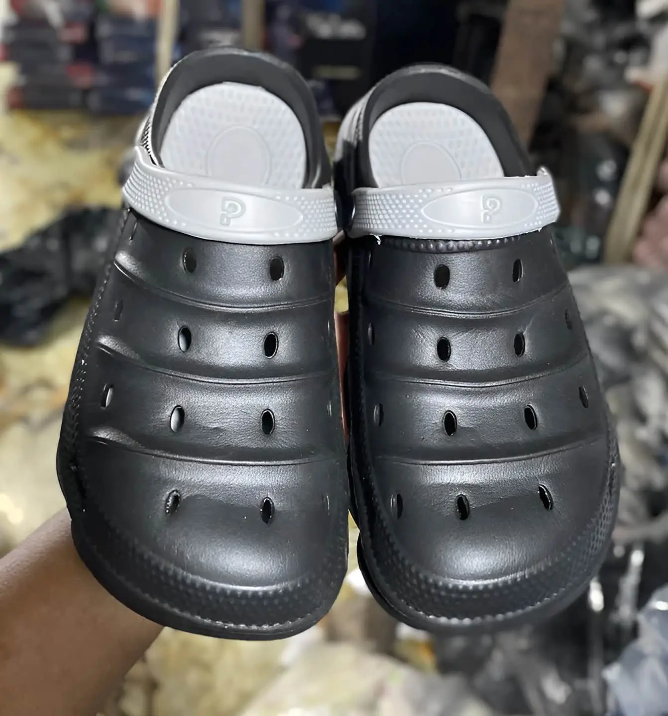 Picture of Mens New Comfortable EVA Rubber Beach Crocs Clogs Sandal Shoes Balck & Blue  Color