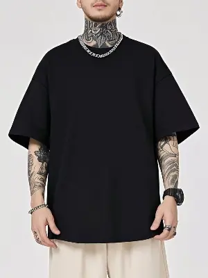 Picture of Men’s Black Oversized Drop Shoulder T-Shirt – Casual Stylish Cotton Tee