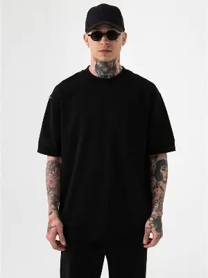 Picture of Premium Black Drop Shoulder T-Shirt – Stylish, Comfortable & Perfect for Casual Wear