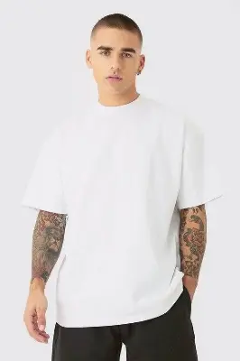 Picture of Men’s Premium White Drop Shoulder Oversized T-Shirt – Casual Stylish Cotton Tee